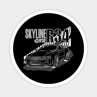 Skyline R34 (White Print) Magnet